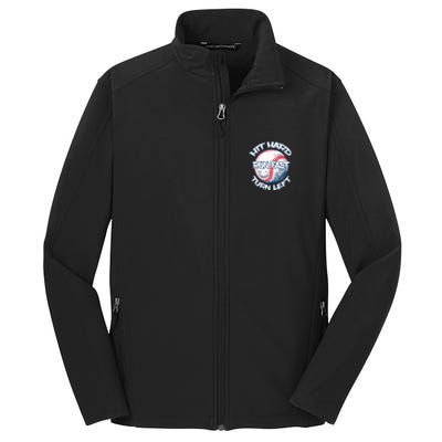 Hit Hard Run Fast Turn Left Baseball Softball Gifts Mom Core Soft Shell Jacket