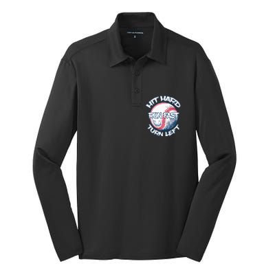 Hit Hard Run Fast Turn Left Baseball Softball Gifts Mom Silk Touch Performance Long Sleeve Polo