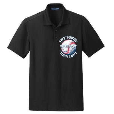 Hit Hard Run Fast Turn Left Baseball Softball Gifts Mom Dry Zone Grid Polo