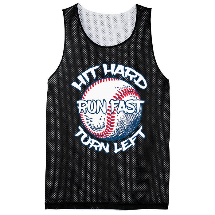 Hit Hard Run Fast Turn Left Baseball Softball Gifts Mom Mesh Reversible Basketball Jersey Tank