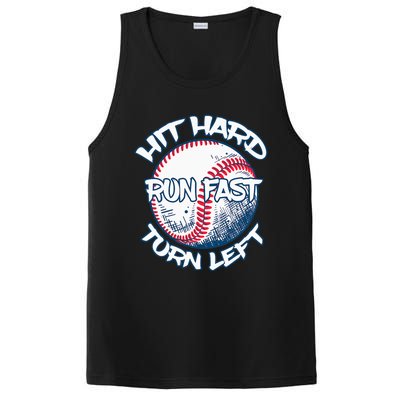 Hit Hard Run Fast Turn Left Baseball Softball Gifts Mom PosiCharge Competitor Tank