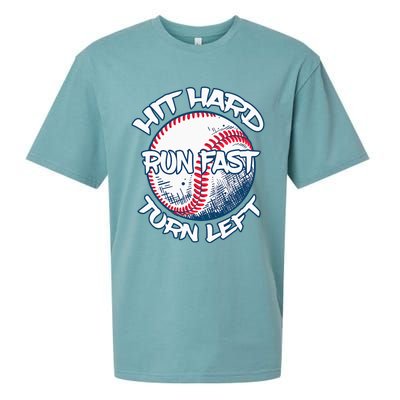 Hit Hard Run Fast Turn Left Baseball Softball Gifts Mom Sueded Cloud Jersey T-Shirt