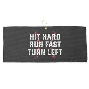 Hit Hard Run Fast Turn Left Baseball Player fans Large Microfiber Waffle Golf Towel