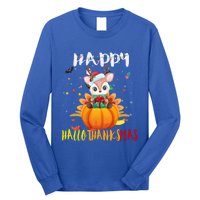 Happy Hallothanksmas Reindeer Halloween Thanksgivin Xmas Gift Long Sleeve Shirt