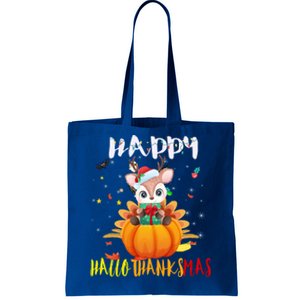 Happy Hallothanksmas Reindeer Halloween Thanksgivin Xmas Gift Tote Bag