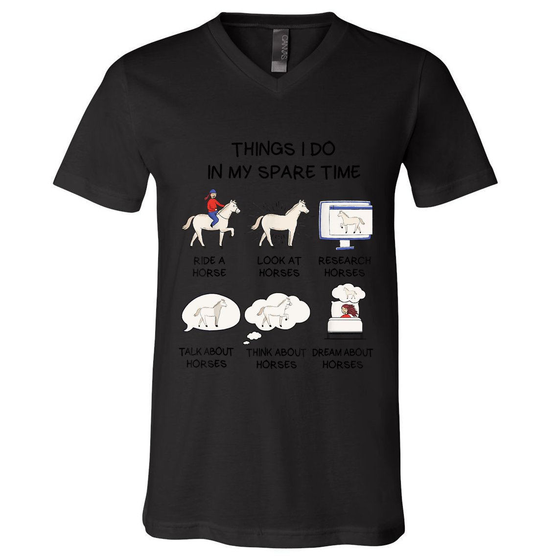 Horse Horse Riding V-Neck T-Shirt