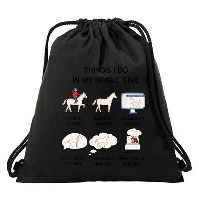 Horse Horse Riding Drawstring Bag