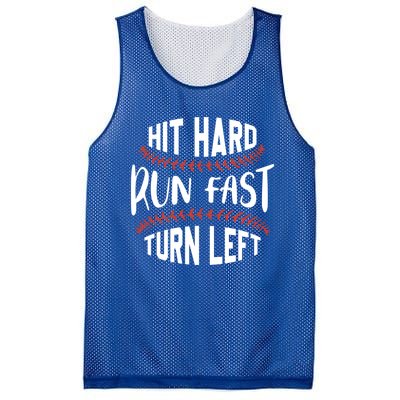 Hit Hard Run Fast Turn Left Funny Baseball Player And Fan Gift Mesh Reversible Basketball Jersey Tank