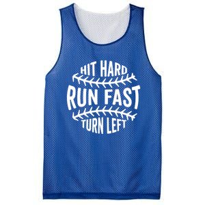 Hit Hard Run Fast Turn Left Funny Baseball Player Fan Cool Gift Mesh Reversible Basketball Jersey Tank