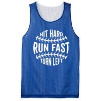 Hit Hard Run Fast Turn Left Funny Baseball Player Fan Cool Gift Mesh Reversible Basketball Jersey Tank