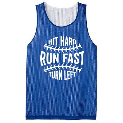 Hit Hard Run Fast Turn Left Funny Baseball Player Fan Cool Gift Mesh Reversible Basketball Jersey Tank