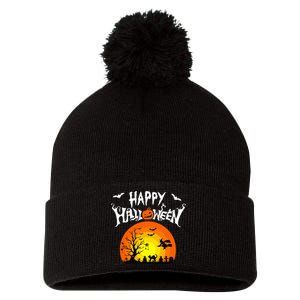 Happy Halloween Retro Pom Pom 12in Knit Beanie