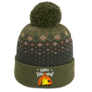 Happy Halloween Retro The Baniff Cuffed Pom Beanie