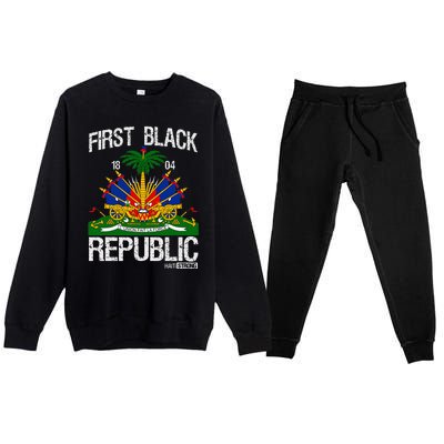 Haitian History Revolution Since 1804 First Black Republic Premium Crewneck Sweatsuit Set