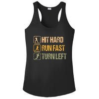 Hit Hard Run Fast Turn Left Design Baseball Lover Ladies PosiCharge Competitor Racerback Tank