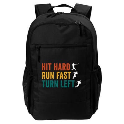 Hit Hard Run Fast Turn Left Funny Baseball Player And Fan Cool Gift Backpack