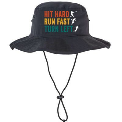 Hit Hard Run Fast Turn Left Funny Baseball Player And Fan Cool Gift Bucket Hat