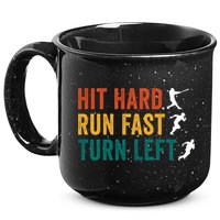 Hit Hard Run Fast Turn Left Funny Baseball Player And Fan Cool Gift 15oz Campfire Ceramic Mug