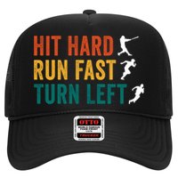 Hit Hard Run Fast Turn Left Funny Baseball Player And Fan Cool Gift Hat