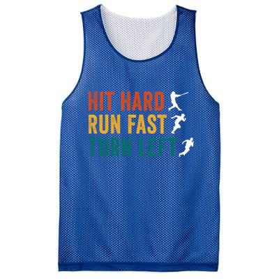 Hit Hard Run Fast Turn Left Funny Baseball Player And Fan Cool Gift Mesh Reversible Basketball Jersey Tank