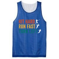 Hit Hard Run Fast Turn Left Funny Baseball Player And Fan Cool Gift Mesh Reversible Basketball Jersey Tank