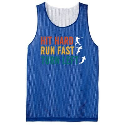 Hit Hard Run Fast Turn Left Funny Baseball Player And Fan Cool Gift Mesh Reversible Basketball Jersey Tank