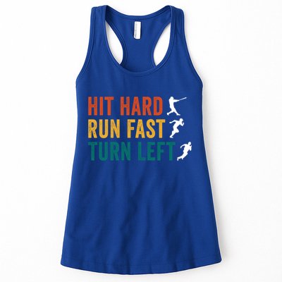 Hit Hard Run Fast Turn Left Funny Baseball Player And Fan Cool Gift Womens Tank Top