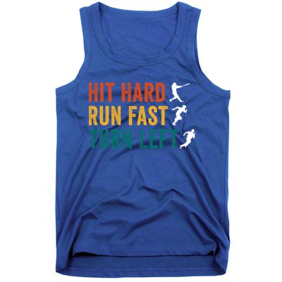 Hit Hard Run Fast Turn Left Funny Baseball Player And Fan Cool Gift Tank Top