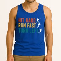 Hit Hard Run Fast Turn Left Funny Baseball Player And Fan Cool Gift Tank Top
