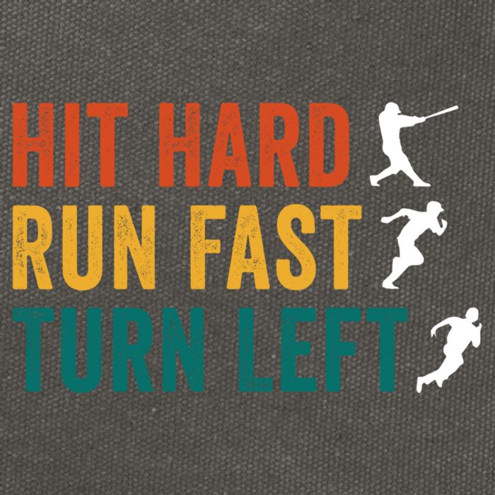 Hit Hard Run Fast Turn Left Funny Baseball Player And Fan Cool Gift Cotton Canvas Backpack