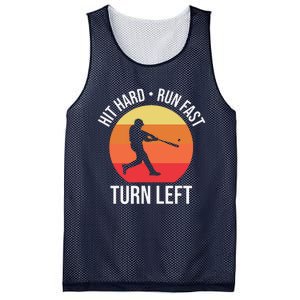 Hit Hard Run Fast Turn Left Funny Retro Sunset Silhouette Baseball Player Mesh Reversible Basketball Jersey Tank