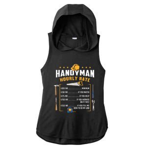 Handyman Hourly Rate Ladies PosiCharge Tri-Blend Wicking Draft Hoodie Tank