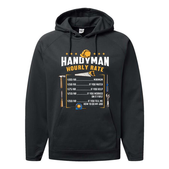 Handyman Hourly Rate Performance Fleece Hoodie