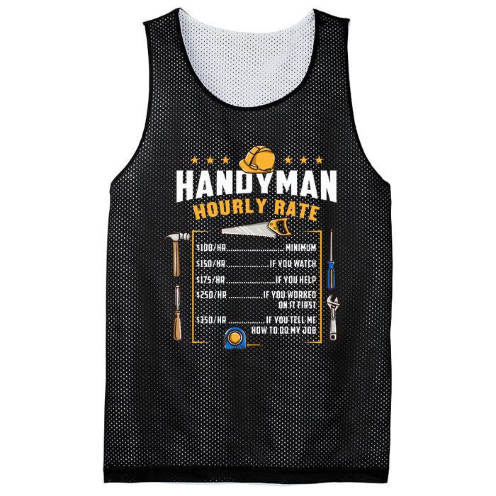 Handyman Hourly Rate Mesh Reversible Basketball Jersey Tank