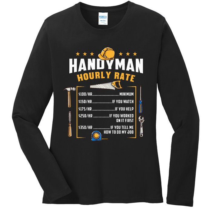 Handyman Hourly Rate Ladies Long Sleeve Shirt