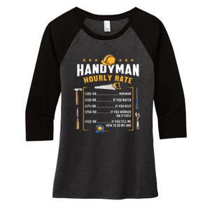 Handyman Hourly Rate Women's Tri-Blend 3/4-Sleeve Raglan Shirt