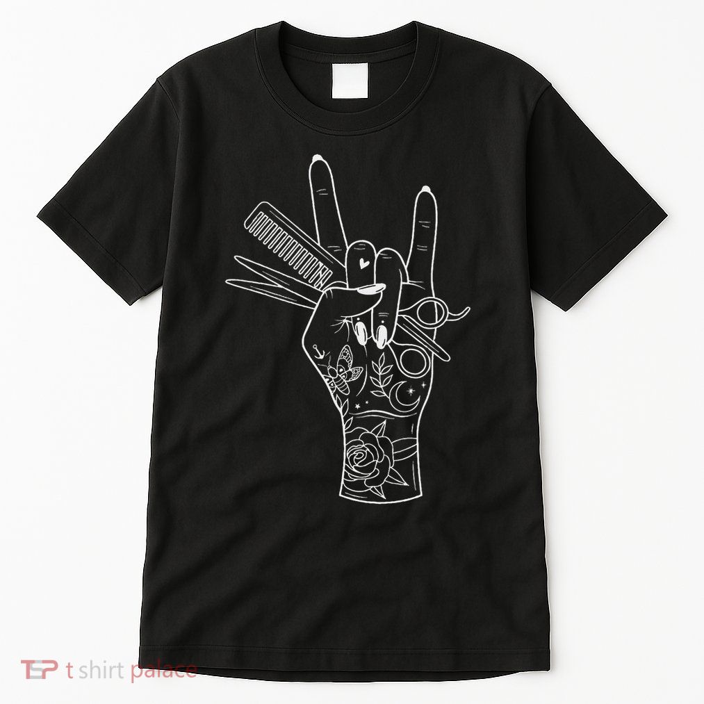 Hair Hustler Rock On Hand Barber Hairstylist Hairdresser Tall T-Shirt