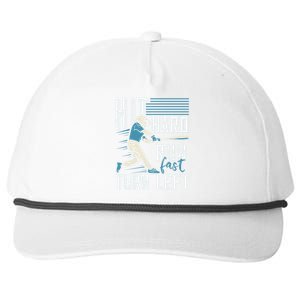 Hit Hard Run Fast Turn Left Funny Baseball Saying Boy Teen Great Gift Snapback Five-Panel Rope Hat