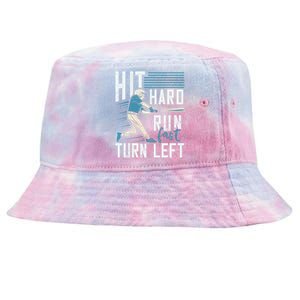 Hit Hard Run Fast Turn Left Funny Baseball Saying Boy Teen Great Gift Tie-Dyed Bucket Hat