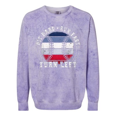 Hit Hard Run Fast Turn Left Baseball Player Colorblast Crewneck Sweatshirt