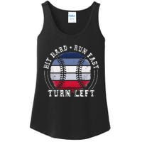 Hit Hard Run Fast Turn Left Baseball Player Ladies Essential Tank