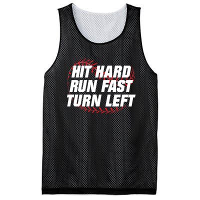 Hit Hard Run Fast Turn Left Funny Baseball Player & Fan Mesh Reversible Basketball Jersey Tank