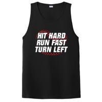 Hit Hard Run Fast Turn Left Funny Baseball Player & Fan PosiCharge Competitor Tank