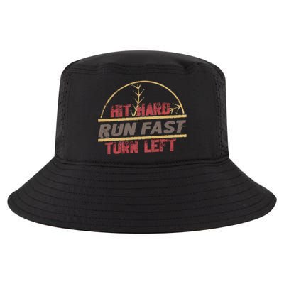 Hit Hard Run Fast Turn Left Funny Baseball Gift Cool Comfort Performance Bucket Hat