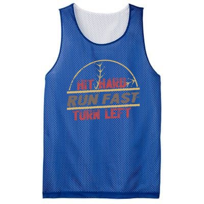 Hit Hard Run Fast Turn Left Funny Baseball Gift Mesh Reversible Basketball Jersey Tank