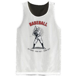 Hit Hard Run Fast Turn Left Funny Baseball Player & Fan Mesh Reversible Basketball Jersey Tank