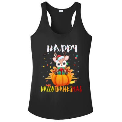 Happy Hallothanksmas Reindeer Halloween Thanksgivin Xmas Gift Ladies PosiCharge Competitor Racerback Tank