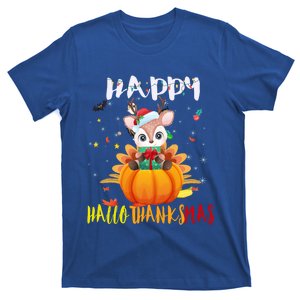 Happy Hallothanksmas Reindeer Halloween Thanksgivin Xmas Gift T-Shirt