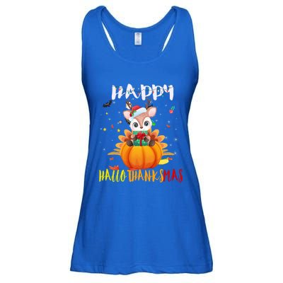 Happy Hallothanksmas Reindeer Halloween Thanksgivin Xmas Gift Ladies Essential Flowy Tank