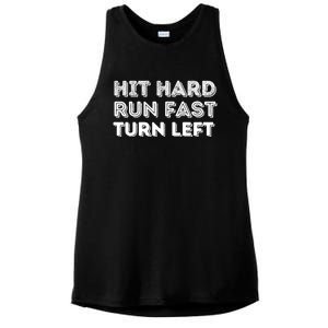 Hit Hard Run Fast Turn Left Gift Baseball Lover And Softball Fan Funny Gift Ladies PosiCharge Tri-Blend Wicking Tank